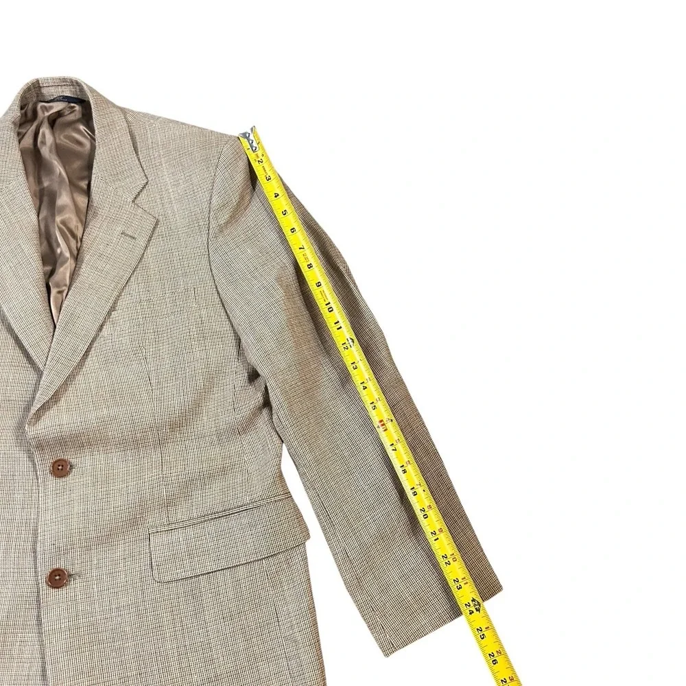 Brooks Brothers 346 Blazer Mens 39R‎ Silk Linen Wool Sport Coat Brown Tan Plaid